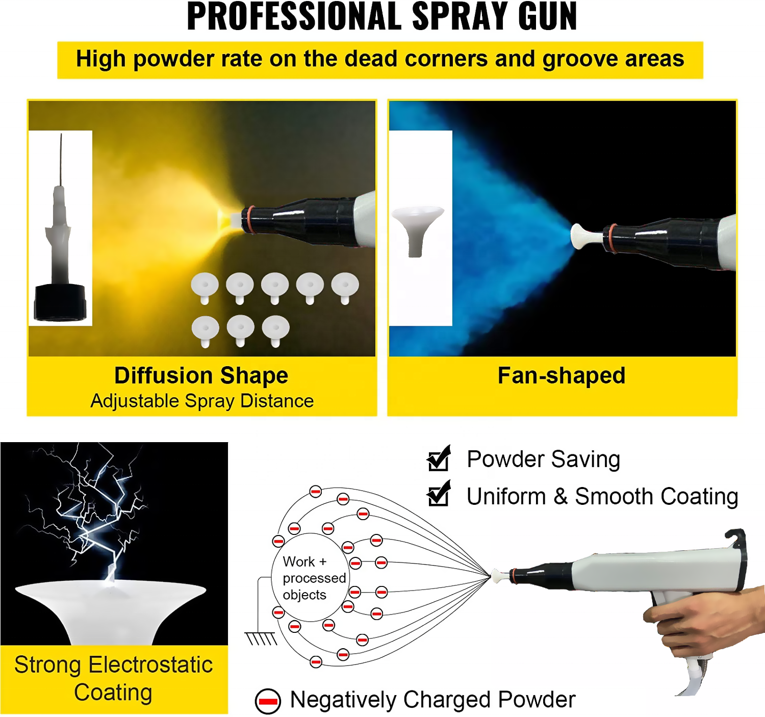 Spraying Gun Paint 450g/min PT-S45-5 Powder Coating Electrostatic Sprayer Painting Equipment Machine Metal Coating Machinery 33