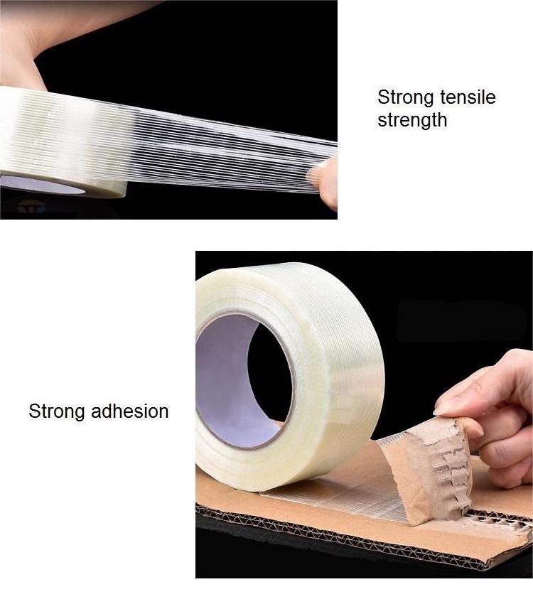 hot melt heavy duty clear packing wrapping hot melt fiberglass reinforced filament strapping tape