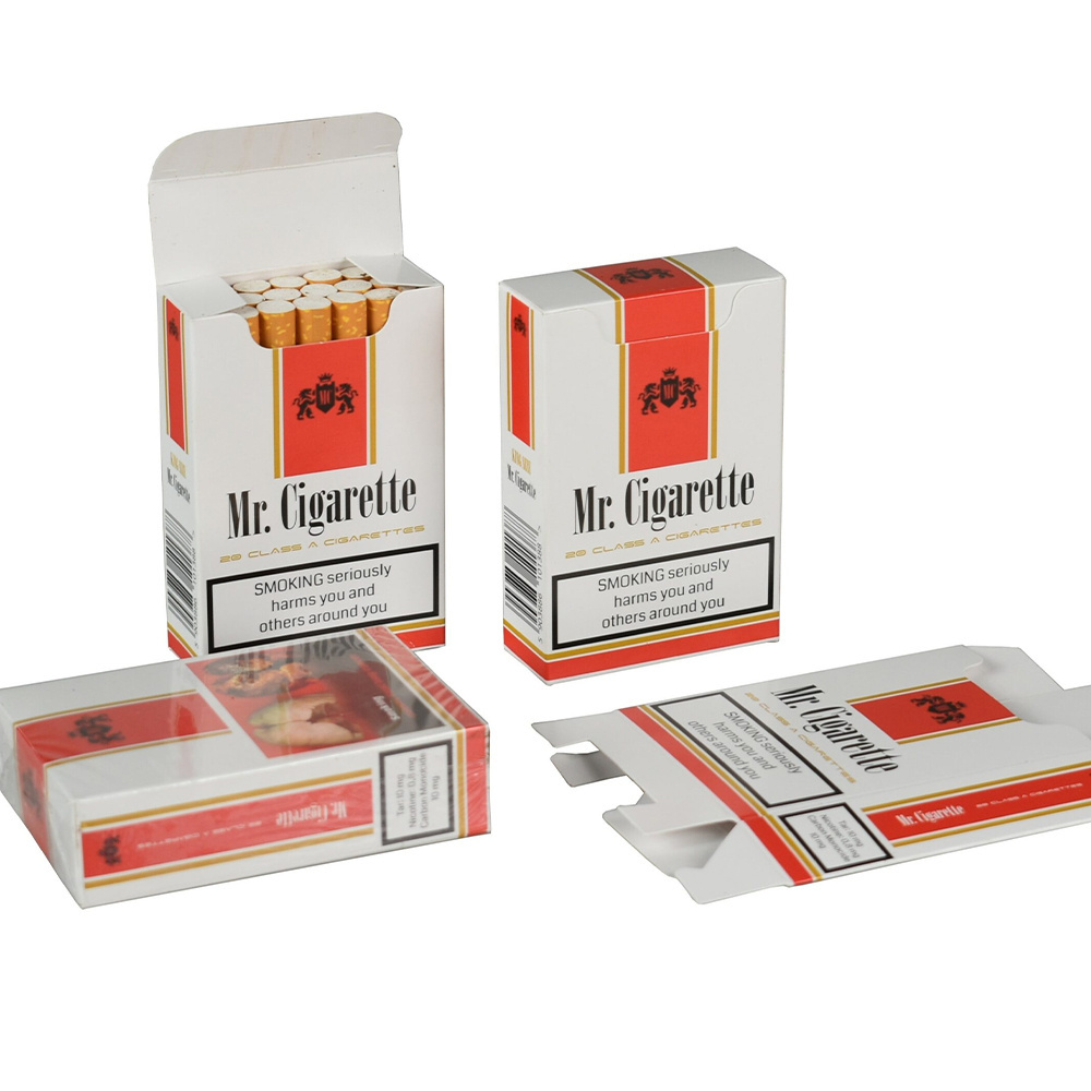 Cigarette Packets Red Paper Box Customized Color Logo Printed Cardboard Cigarette Box For Cigarette Tubes Packing