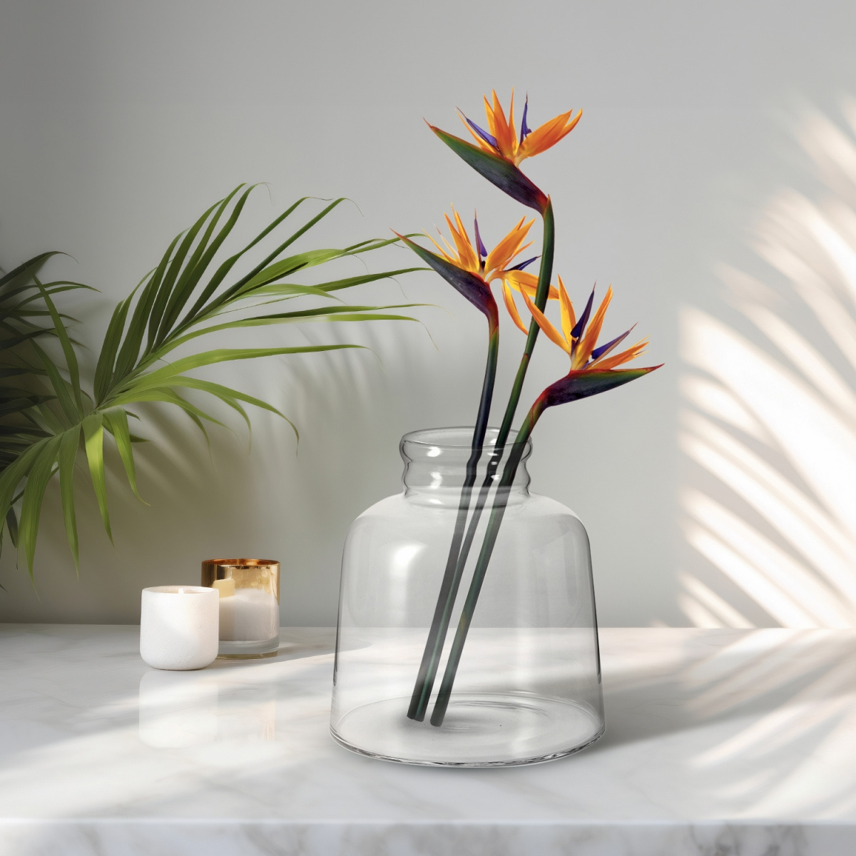 Elegant Clear Glass Jar Vase for Flowers - 10.2 inches (26 cm) Height - B2B Wholesale Offer - Home Decor - Krosno Glass