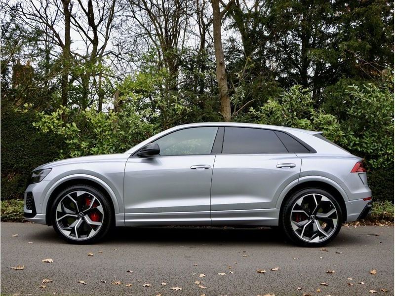 2020 Audi RS Q8 MPH 0-62mph: 3.80 seconds Top Speed 155 mph Color Silver Interior Black Cylinders 8 Valves 32 Engine power 592 b