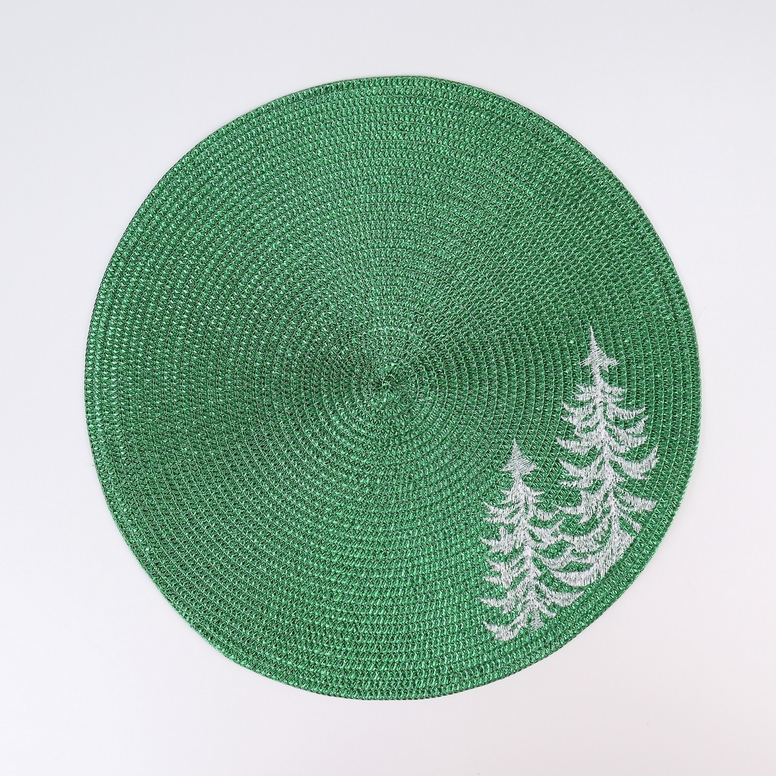 Round braided placemat Christmas decoration dinning table mat with embroidery