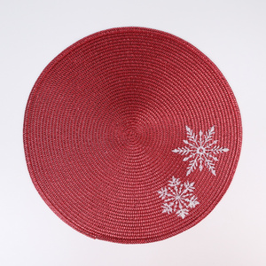 Round braided placemat Christmas decoration dinning table mat with embroidery