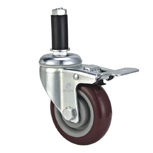 Factory Specialized Customize Industry Caster Wheels 3/4/5 Inch Insertion Caster Wheels Pvc Pu Rubber Tpr Wheels Brake Caster