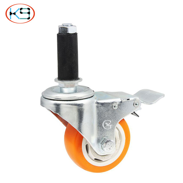 China Manufacture Insertion Stainless Steel Casters Trolly Wheel Heavy Duty Caster Wheels Retractable Caster 3/4/5 Inch