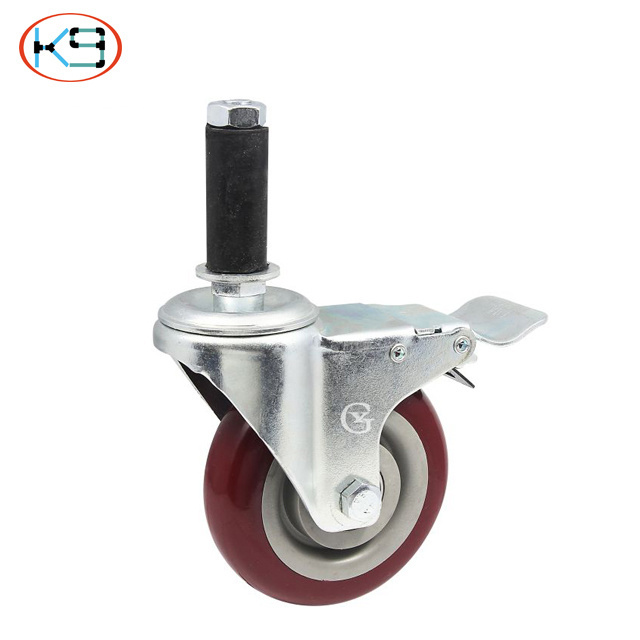 China Manufacture Insertion Stainless Steel Casters Trolly Wheel Heavy Duty Caster Wheels Retractable Caster 3/4/5 Inch