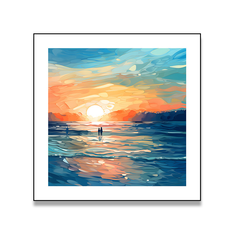 Seascape  painting  Square Decorative Painting For liveingroom  Original Blue Ocean Wall  Pictures