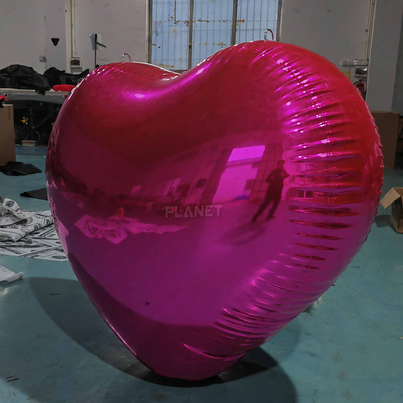 Trade Show Advertising Reflective PVC Giant Inflatable Heart Mirror Balloon Large Inflatable Mirror Heart For Decoration