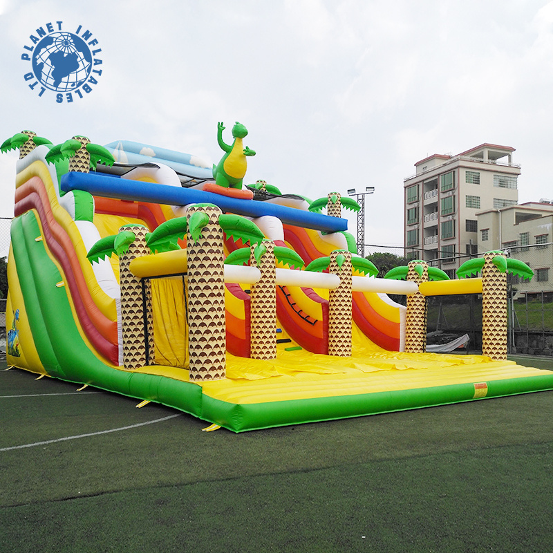 Commercial Grade Giant PVC Dinosaur Inflatable 13M Steps Slide Jumping Slide,Inflatable Bouncer Slide For Adult