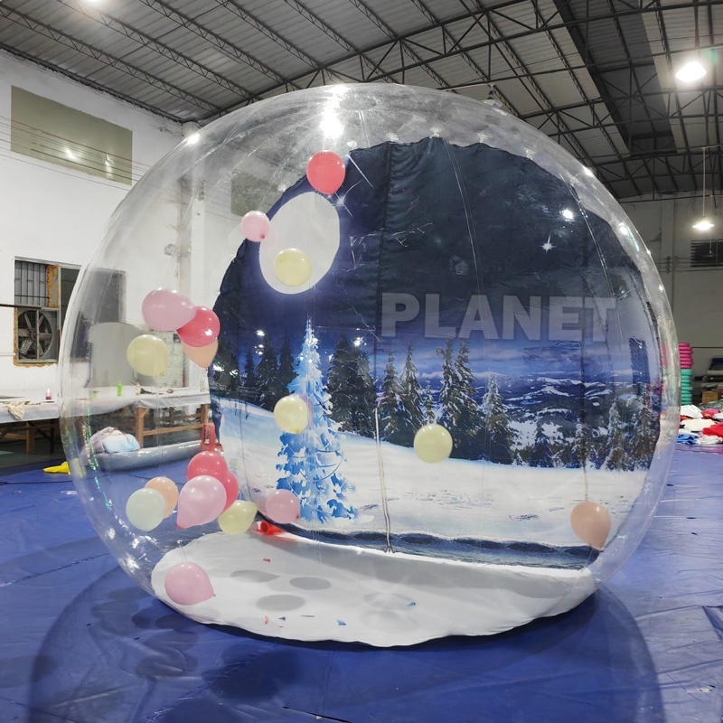 Christmas Giant Blow Up Inflatable Snow Globe Clear PVC Human Inflatable Bubble Tent With Blow Balloon