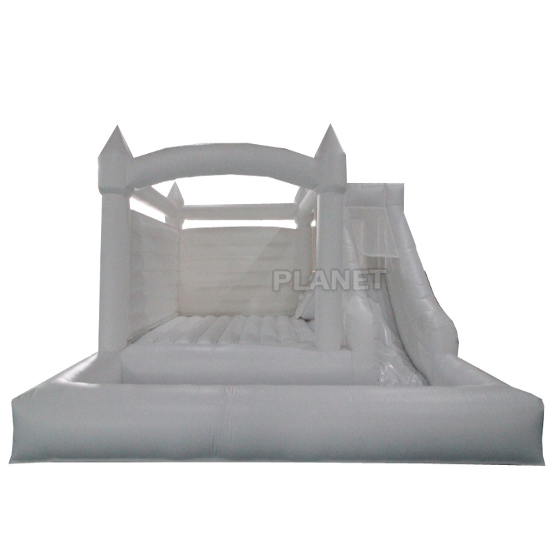 White Rental Adult Inflatable Wedding Bouncer Bounce House Combo PVC Bouncy House With Slide And Ball Pit