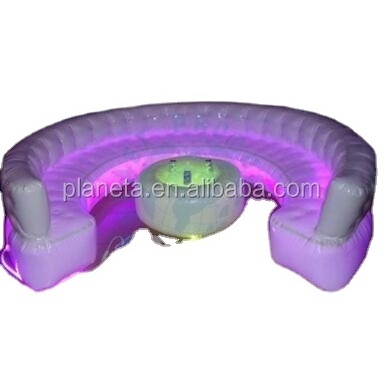 Hot sale White LED Inflatable Party Round Sofa , Inflatable Sofa Chair With Table For Sale