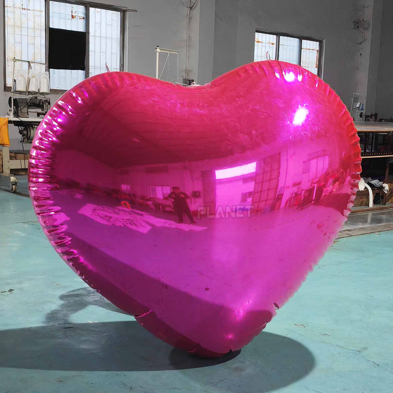 Trade Show Advertising Reflective PVC Giant Inflatable Heart Mirror Balloon Large Inflatable Mirror Heart For Decoration