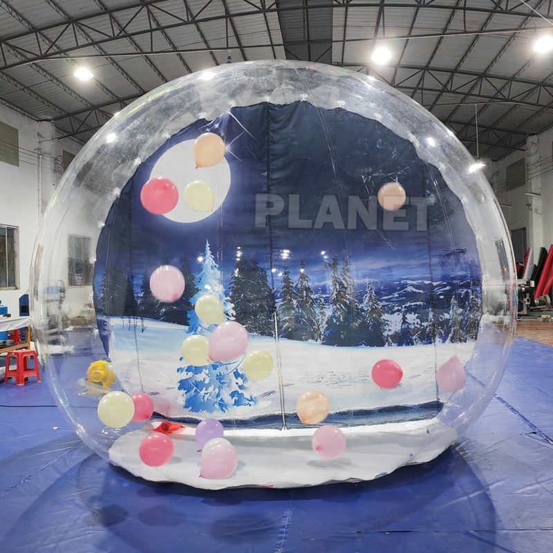 Christmas Giant Blow Up Inflatable Snow Globe Clear PVC Human Inflatable Bubble Tent With Blow Balloon