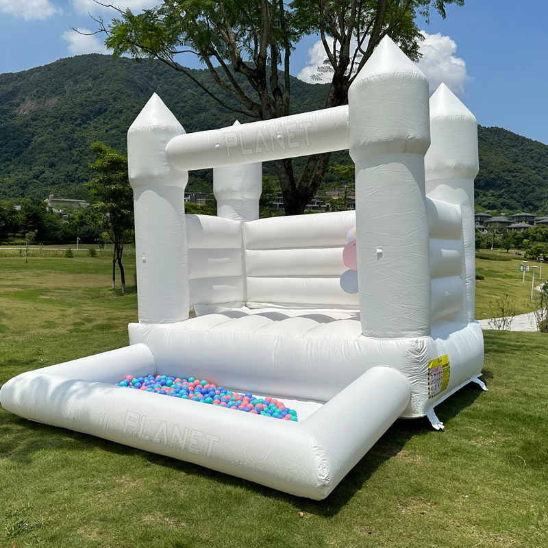 Outdoor Party Rental PVC Inflatable Bouncer Mini White Bounce House With Ball Pool