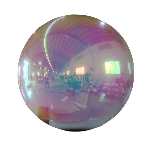 Large Decorative Gold Inflatable Mirror Ball PVC Hanging Inflatable Mirror Balloon For Party Advertising