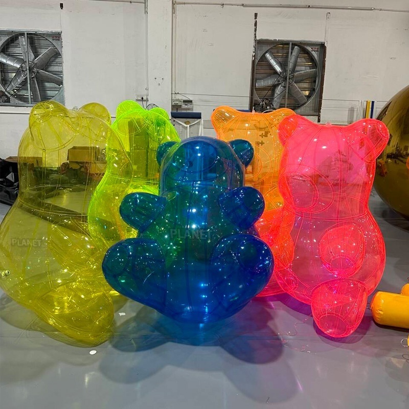 Wholesale Price Large Transparent Clear PVC Colorful Airtight Inflatable Teddy Bear Inflatable Gummy Bear