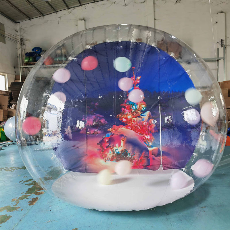 Large Clear PVC Inflatable Snow Globe Photo Booth For Christmas Decoration