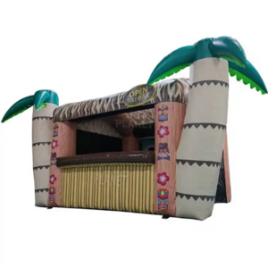 Outdoor Event Exhibition Inflatable Bar Counter PVC Tropical Inflatable Tiki Hut Bar With Palm Tree