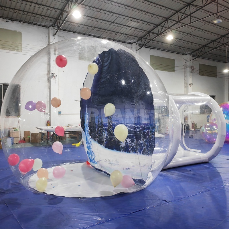 Christmas Giant Blow Up Inflatable Snow Globe Clear PVC Human Inflatable Bubble Tent With Blow Balloon