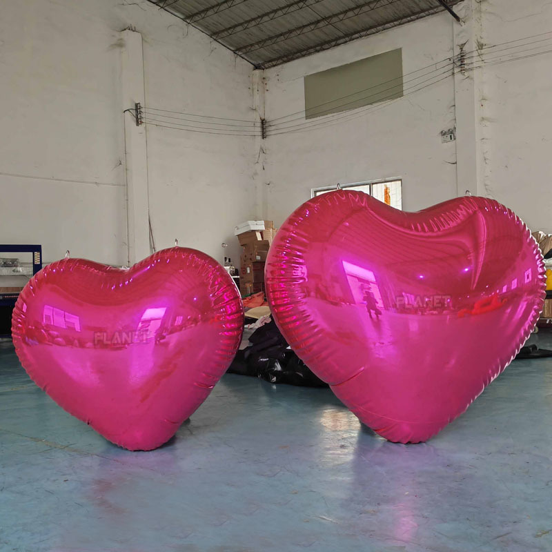 Trade Show Advertising Reflective PVC Giant Inflatable Heart Mirror Balloon Large Inflatable Mirror Heart For Decoration