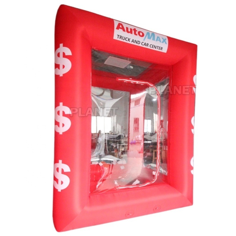 Commercial Hot Selling Red Inflatable Catching Money Booth Arcade Blowing Money Grabbing Machine For Sale