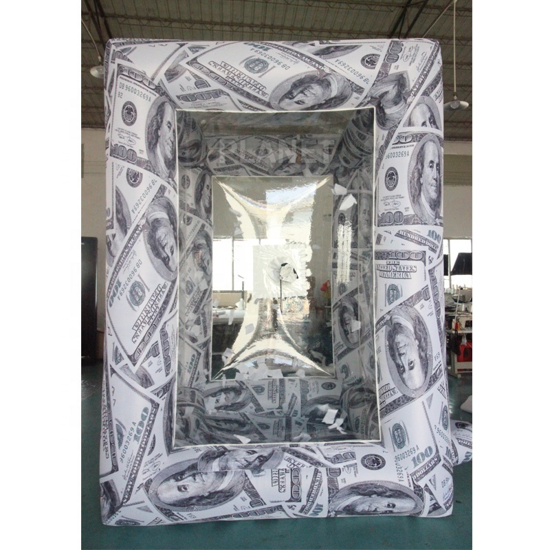 New Style Inflatable Cube Cash Money Catching Grab Machine Booth Money Grabbing Game Inflatable Money Flying Machine For Event