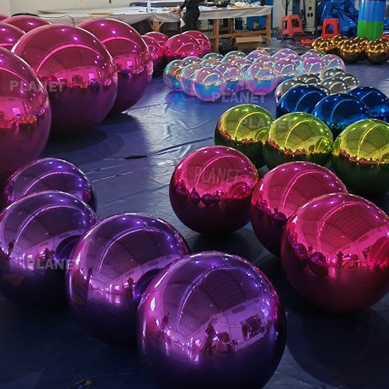 High Quality Double Layer Reflective PVC Inflatable Mirror Ball Balloon Silver Giant Inflatable Mirror Ball For Event Decoration