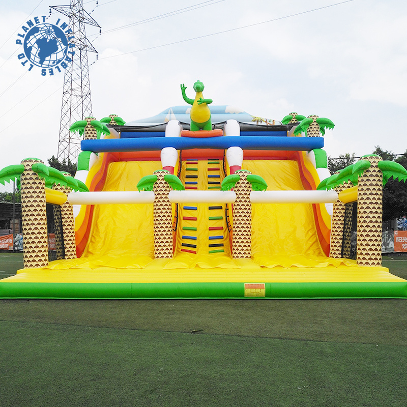 Commercial Grade Giant PVC Dinosaur Inflatable 13M Steps Slide Jumping Slide,Inflatable Bouncer Slide For Adult