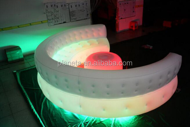 Hot sale White LED Inflatable Party Round Sofa , Inflatable Sofa Chair With Table For Sale