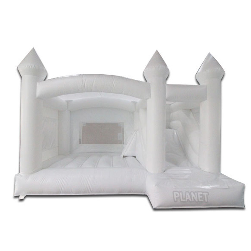 Commercial Giant All White Jumping Bouncy Castle Inflatable White Bounce Castle With Slide