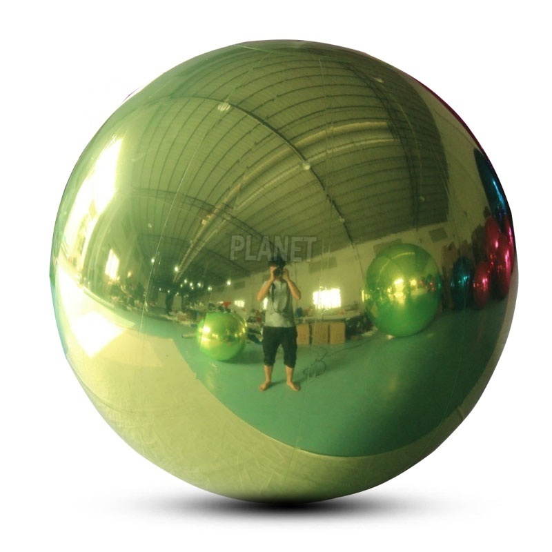 Large Decorative Gold Inflatable Mirror Ball PVC Hanging Inflatable Mirror Balloon For Party Advertising