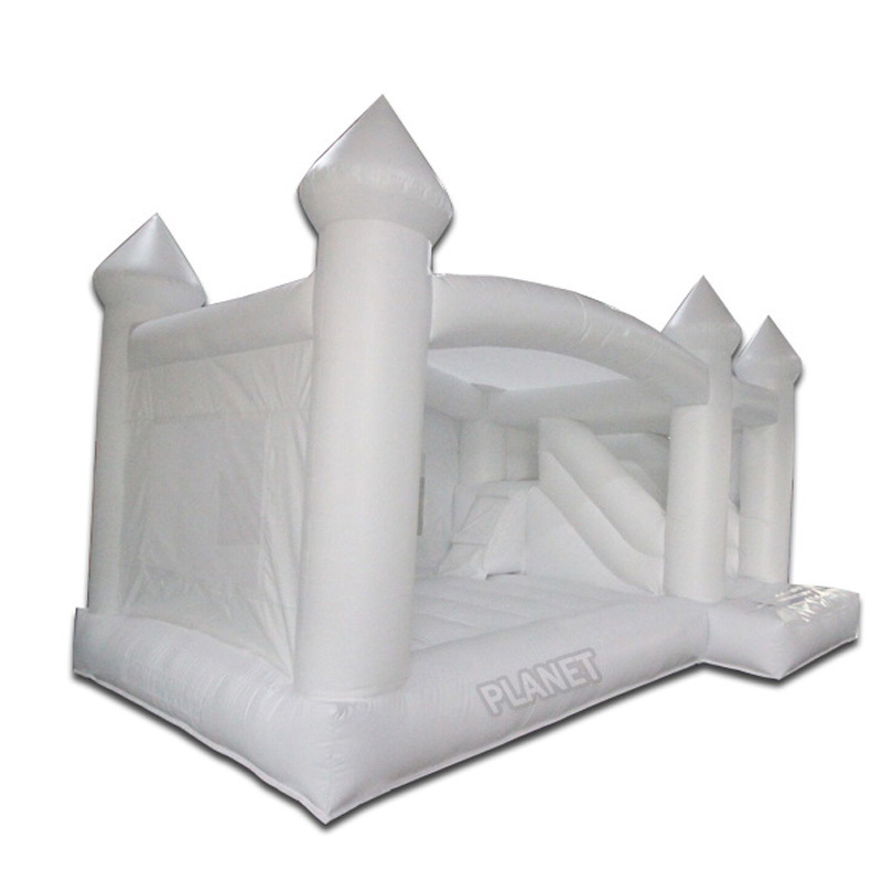 Commercial Giant All White Jumping Bouncy Castle Inflatable White Bounce Castle With Slide