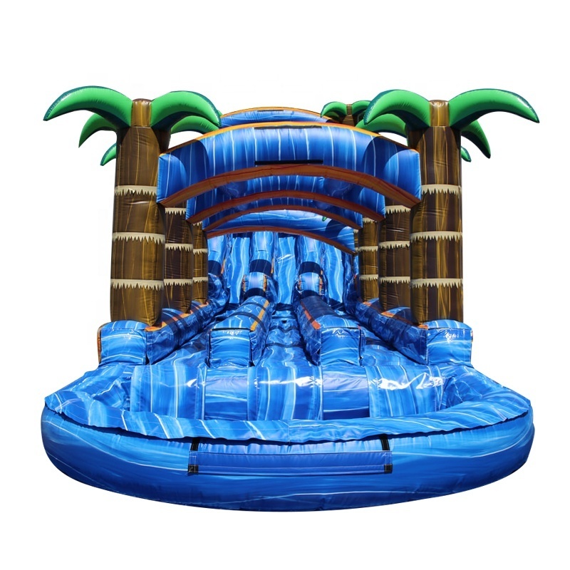 Tropical Jungle Tree Newleap Inflatable Water Park Three Slides Combo Water Pool Adult Size Inflatable Water Slide For Sale