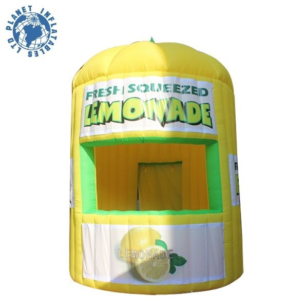 Yellow Oxford Outdoor Booth Inflatable Custom Advertising Lemon Tent Booth Portable Inflatable Lemonade Cartoon Booth For Event