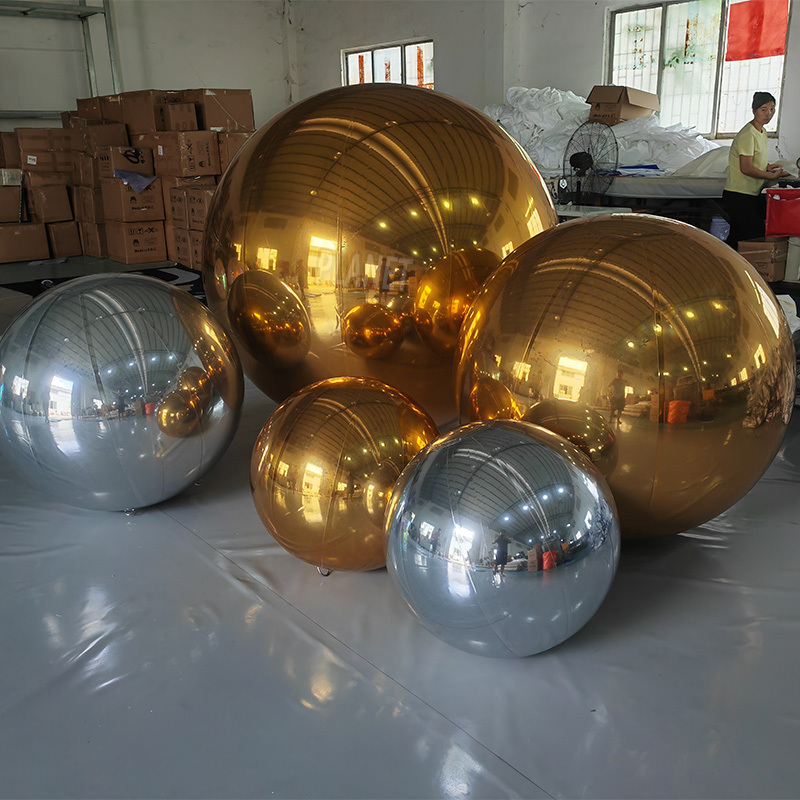 High Quality Double Layer Reflective PVC Inflatable Mirror Ball Balloon Silver Giant Inflatable Mirror Ball For Event Decoration