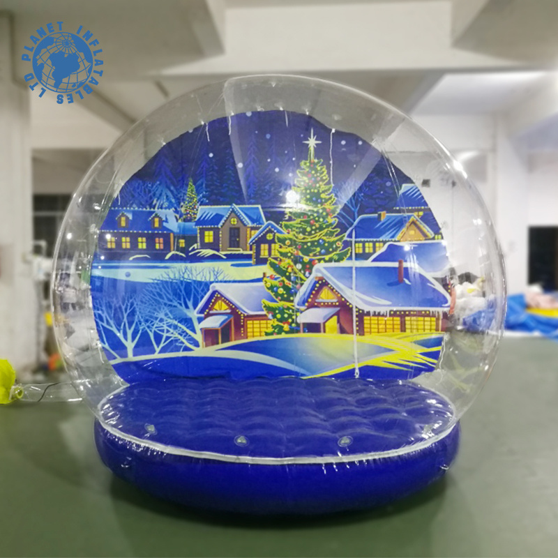 Outdoor Large Inflatable Snow Globes Christmas Snowball Bubble Tent Santa Human Size Photo Booth Snow Globe For Yard Decoration