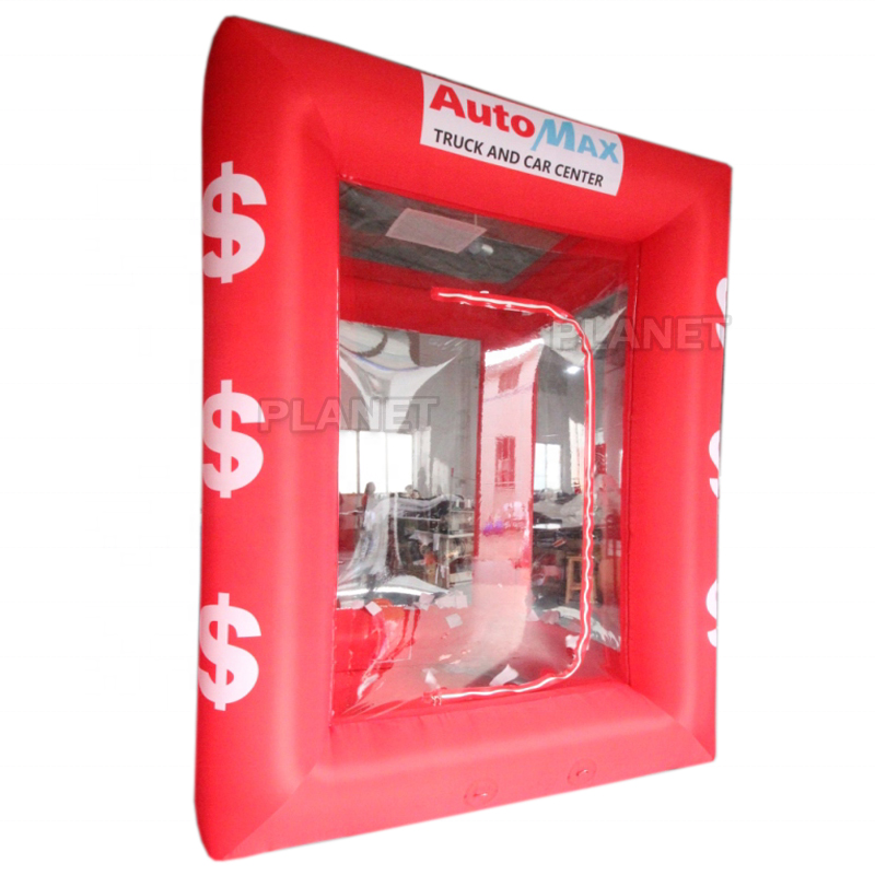 New Style Inflatable Cube Cash Money Catching Grab Machine Booth Money Grabbing Game Inflatable Money Flying Machine For Event