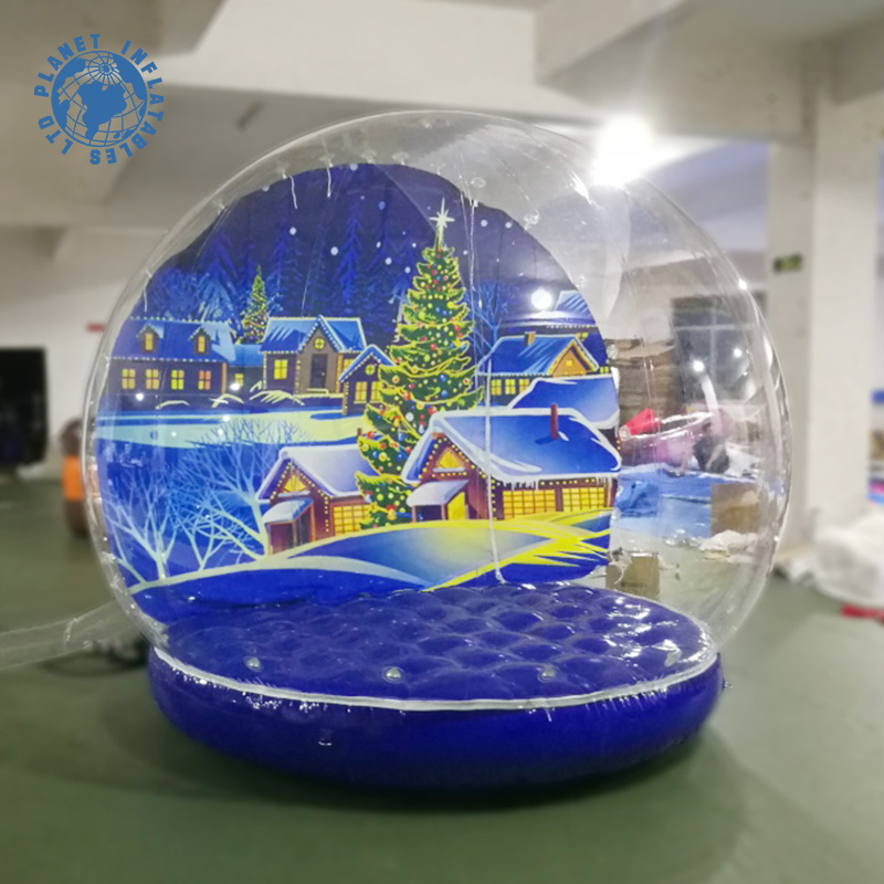 Outdoor Large Inflatable Snow Globes Christmas Snowball Bubble Tent Santa Human Size Photo Booth Snow Globe For Yard Decoration