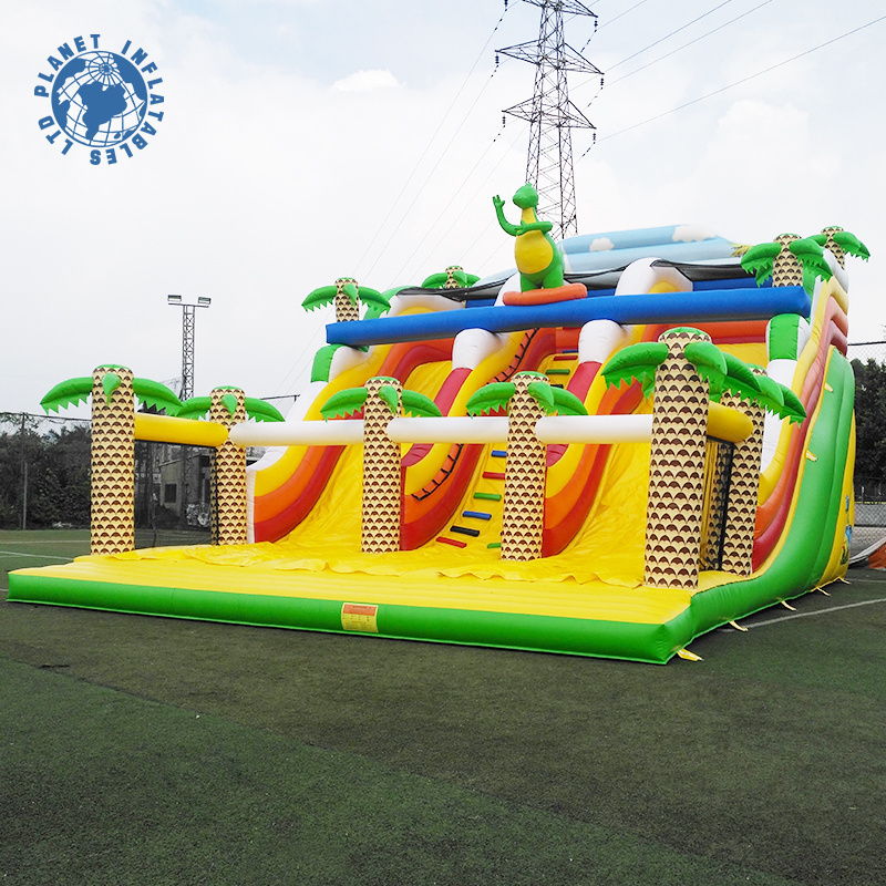 Commercial Grade Giant PVC Dinosaur Inflatable 13M Steps Slide Jumping Slide,Inflatable Bouncer Slide For Adult