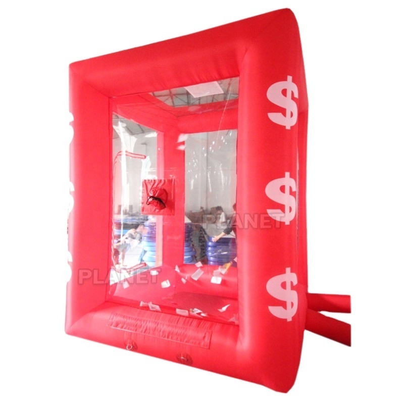 Commercial Hot Selling Red Inflatable Catching Money Booth Arcade Blowing Money Grabbing Machine For Sale