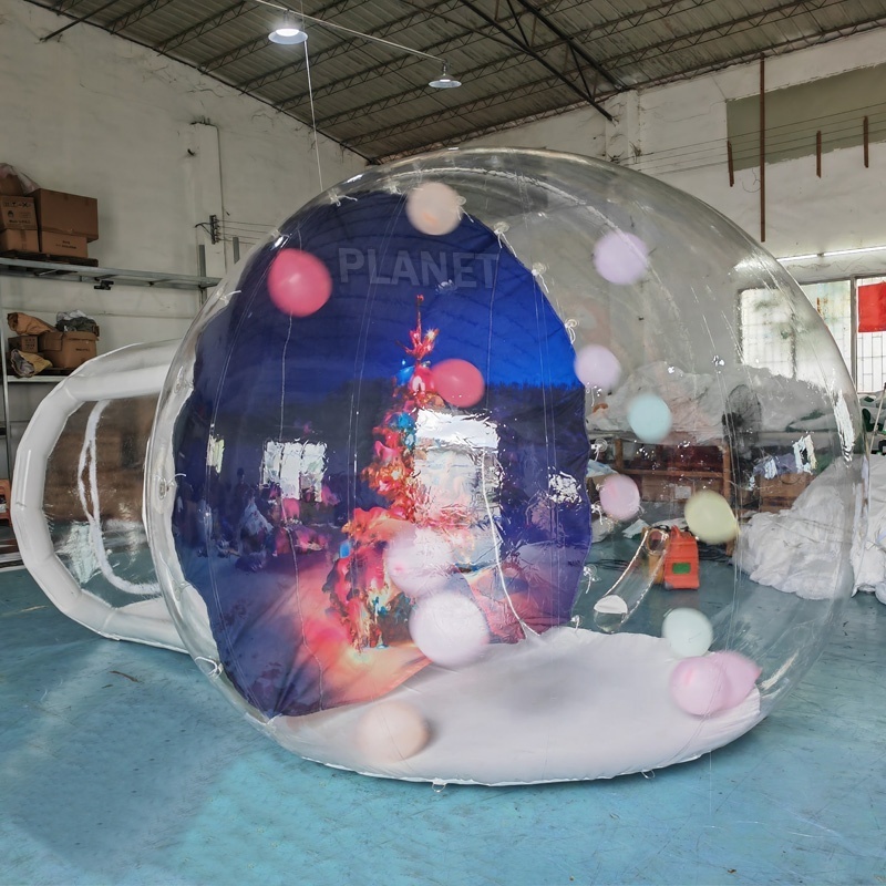 Custom Party Background Christmas Blow Up Inflatable Snow Globe Clear PVC Life Size Inflatable Bubble Balloon House With tunnel