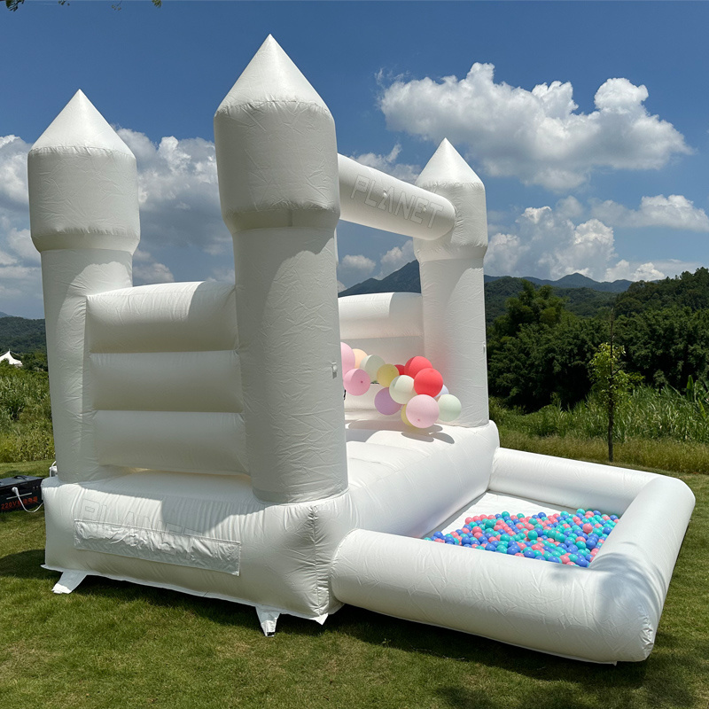 Outdoor Party Rental PVC Inflatable Bouncer Mini White Bounce House With Ball Pool