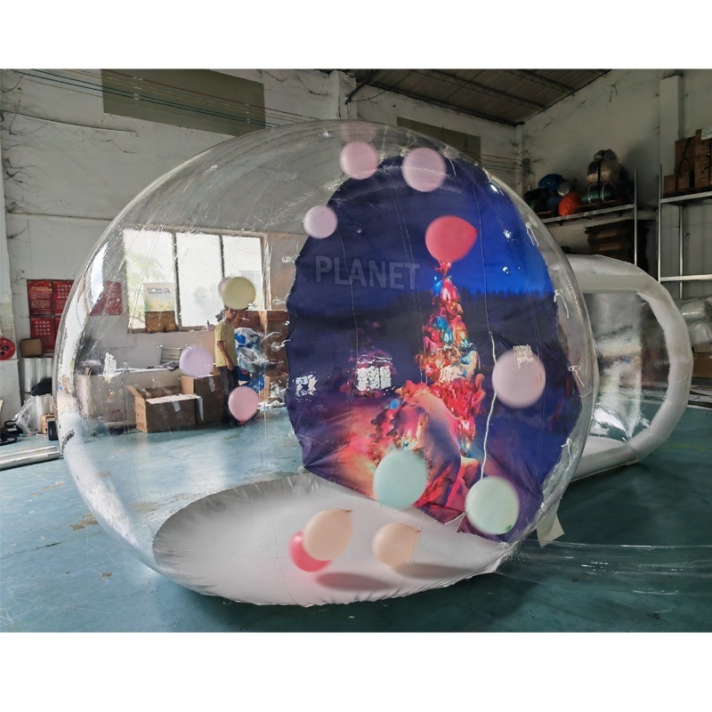 Custom Party Background Christmas Blow Up Inflatable Snow Globe Clear PVC Life Size Inflatable Bubble Balloon House With tunnel