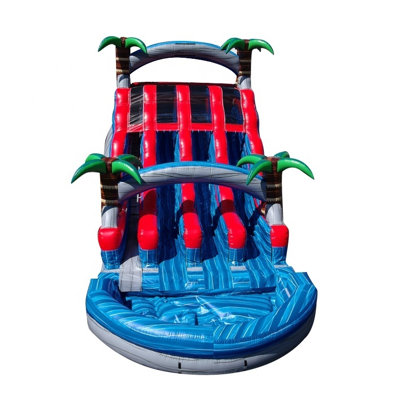 Tropical Jungle Tree Newleap Inflatable Water Park Three Slides Combo Water Pool Adult Size Inflatable Water Slide For Sale