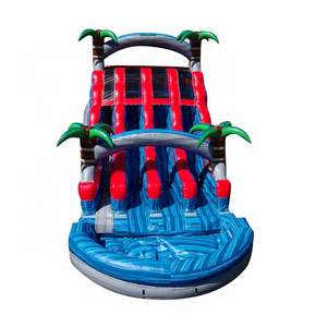 Tropical Jungle Tree Newleap Inflatable Water Park Three Slides Combo Water Pool Adult Size Inflatable Water Slide For Sale