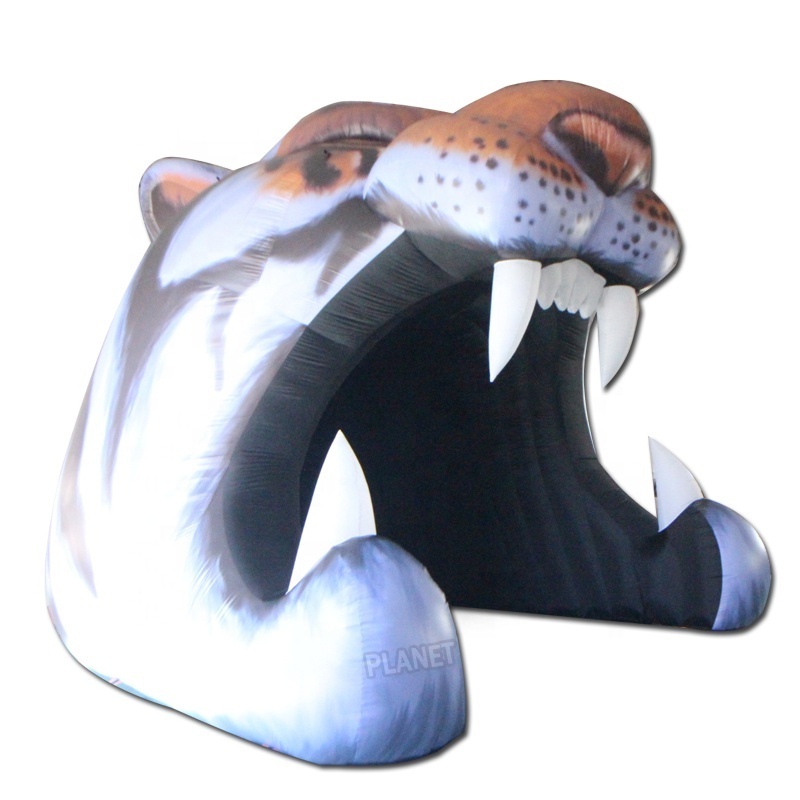 Factory Sale Outdoor Custom Giant Inflatable Tiger Head Mascot Football Tunnel Inflatable Tiger Tunnel For sports