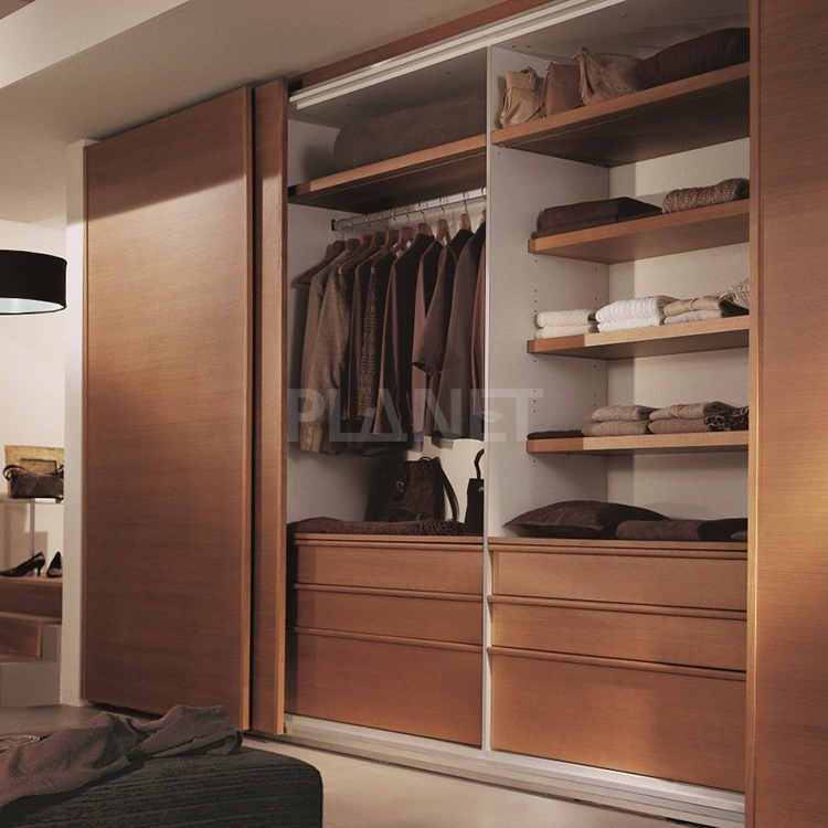 American  USA Style Clothes Closet Portable Sliding Door Wood Laminate Modern Wardrobe Bedroom