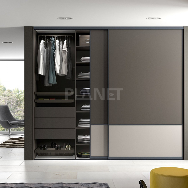 American  USA Style Clothes Closet Portable Sliding Door Wood Laminate Modern Wardrobe Bedroom