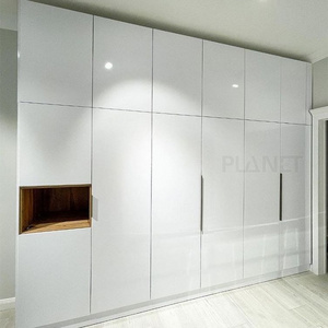 Planet cloth storage 6 door pvc plastic white wall mounted led wardrobe designs for the bedroom